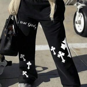 Fear of God Black Pants with White Crosses